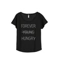 thumbnail image 1 of Thread Tank Forever Young Hungry Women's Relaxed Slouchy Dolman T-Shirt Tee Heather Black Large, 1 of 4