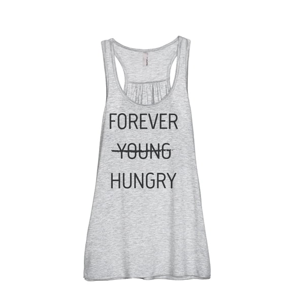 Thread Tank Forever Young Hungry Women's Sleeveless Flowy Racerback Tank Top Sport Grey Large