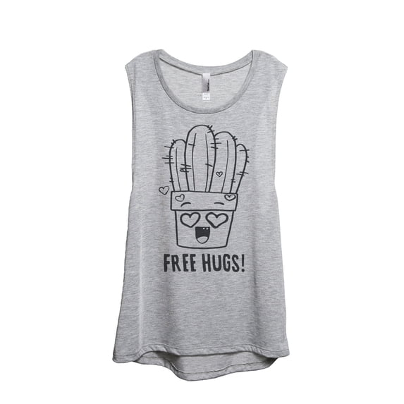 Thread Tank Free Hugs Women's Sleeveless Muscle Tank Top Sport Grey Large