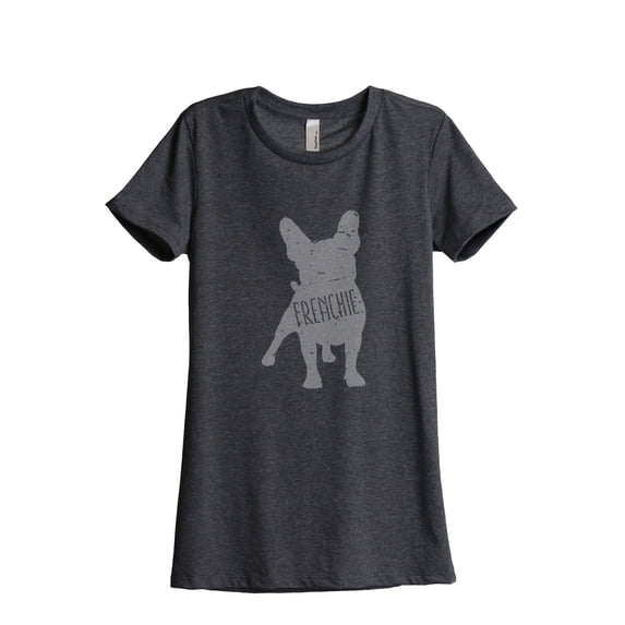 Thread Tank Frenchie Dog Silhouette Women's Relaxed Crewneck T-Shirt Tee Charcoal 2X-Large