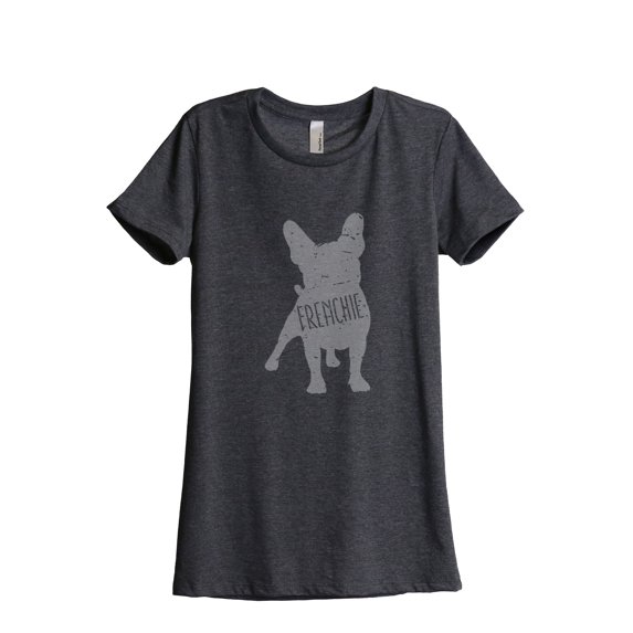 Thread Tank Frenchie Dog Silhouette Women's Relaxed Crewneck T-Shirt Tee Charcoal Large