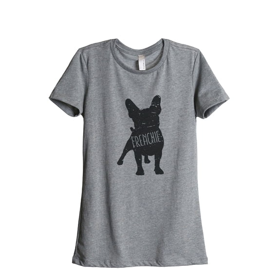 Thread Tank Frenchie Dog Silhouette Women's Relaxed Crewneck T-Shirt Tee Heather Grey Small