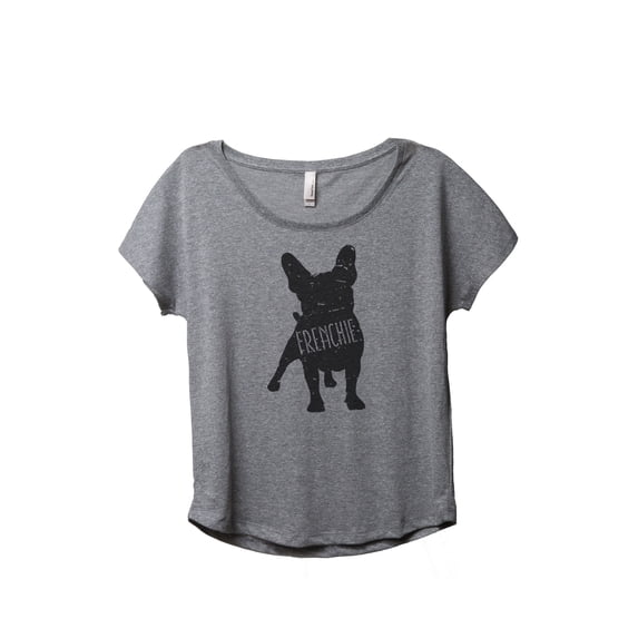 Thread Tank Frenchie Dog Silhouette Women's Relaxed Slouchy Dolman T-Shirt Tee Heather Grey Small