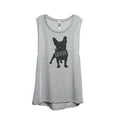 thumbnail image 1 of Thread Tank Frenchie Dog Silhouette Women's Sleeveless Muscle Tank Top Sport Grey Small, 1 of 4