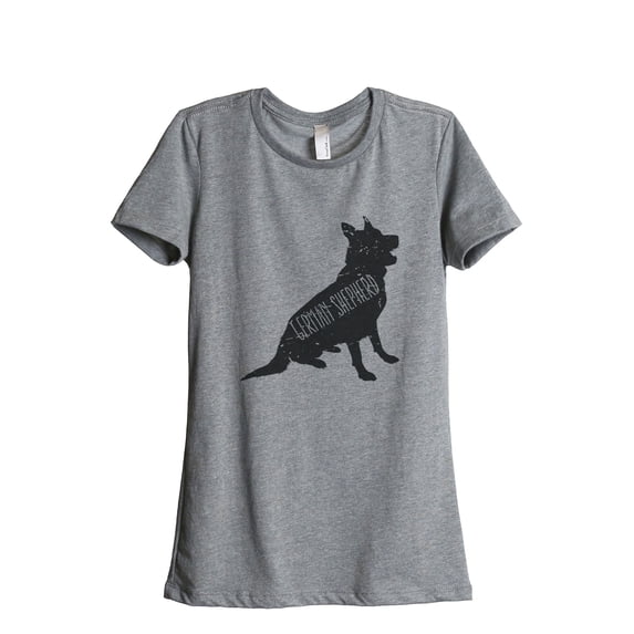 Thread Tank German Shepherd Dog Silhouette Women's Relaxed Crewneck T-Shirt Tee Heather Grey Small