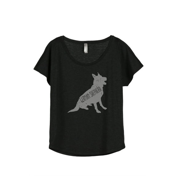 Thread Tank German Shepherd Dog Silhouette Women's Relaxed Slouchy Dolman T-Shirt Tee Heather Black X-Large