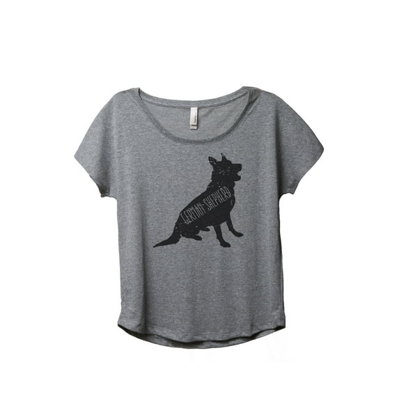 Thread Tank German Shepherd Dog Silhouette Women's Relaxed Slouchy Dolman T-Shirt Tee Heather Grey Small