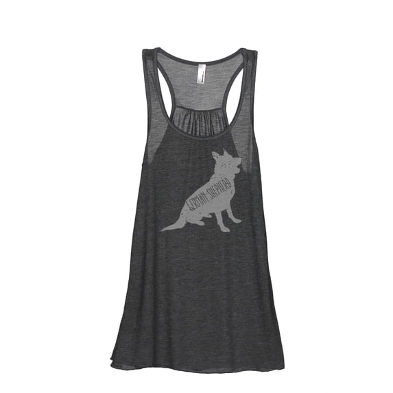Thread Tank German Shepherd Dog Silhouette Women's Sleeveless Flowy Racerback Tank Top Charcoal X-Large