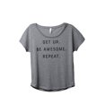 thumbnail image 1 of Thread Tank Get Up Be Awesome Repeat Women's Relaxed Slouchy Dolman T-Shirt Tee Heather Grey X-Large, 1 of 4