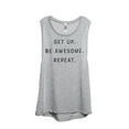 thumbnail image 1 of Thread Tank Get Up Be Awesome Repeat Women's Sleeveless Muscle Tank Top Sport Grey Small, 1 of 4