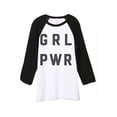 thumbnail image 1 of Thread Tank Girl Power Unisex 3/4 Sleeves Baseball Raglan White Black Large, 1 of 4