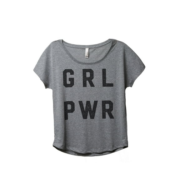 Thread Tank Girl Power Women's Relaxed Slouchy Dolman T-Shirt Tee Heather Grey Large