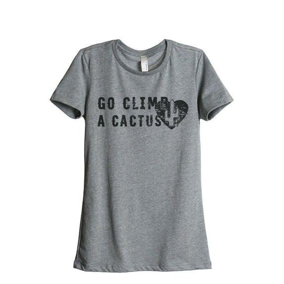 Thread Tank Go Climb A Cactus Women's Relaxed Crewneck T-Shirt Tee Heather Grey Small