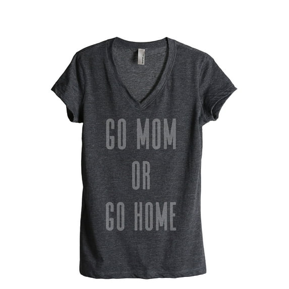 Thread Tank Go Mom Women's Relaxed V-Neck T-Shirt Tee Charcoal Medium