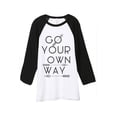 thumbnail image 1 of Thread Tank Go Your Own Way Unisex 3/4 Sleeves Baseball Raglan White Black Large, 1 of 4
