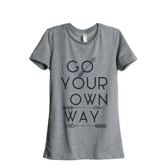 Thread Tank Go Your Own Way Women's Relaxed Crewneck T-Shirt Tee Heather Grey Small