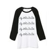 thumbnail image 1 of Thread Tank Gobble Gobble Unisex 3/4 Sleeves Baseball Raglan White Black 2X-Large, 1 of 4