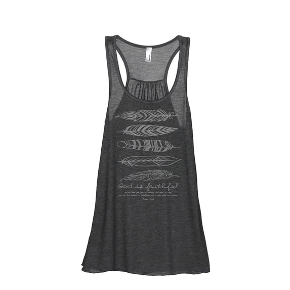 Thread Tank God Is Faithful Women's Sleeveless Flowy Racerback Tank Top Charcoal Small