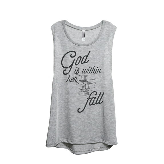 Thread Tank God Is Within Women's Sleeveless Muscle Tank Top Sport Grey Small