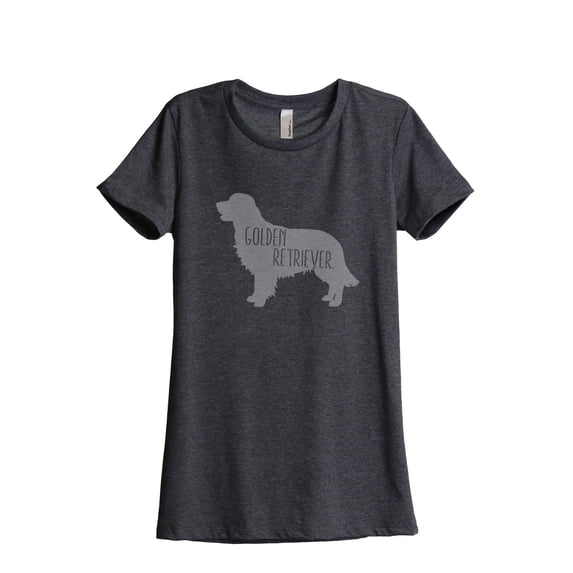 Thread Tank Golden Retriever Dog Silhouette Women's Relaxed Crewneck T-Shirt Tee Charcoal Large