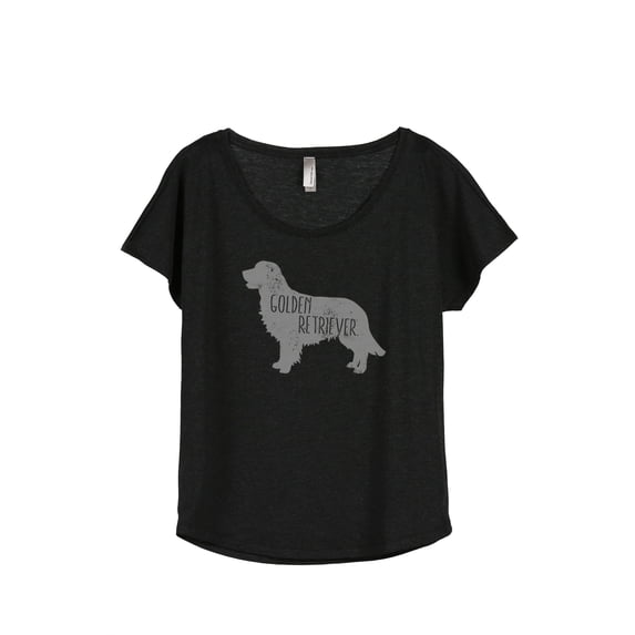 Thread Tank Golden Retriever Dog Silhouette Women's Relaxed Slouchy Dolman T-Shirt Tee Heather Black X-Large