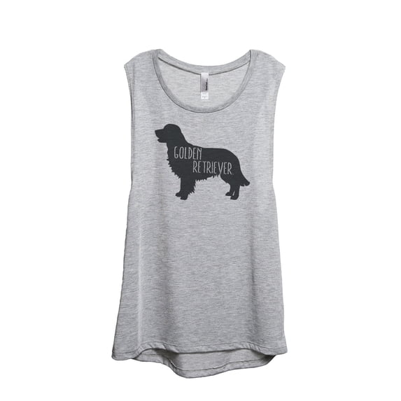Thread Tank Golden Retriever Dog Silhouette Women's Sleeveless Muscle Tank Top Sport Grey 2X-Large