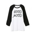 thumbnail image 1 of Thread Tank Good Mood Unisex 3/4 Sleeves Baseball Raglan White Black 2X-Large, 1 of 4