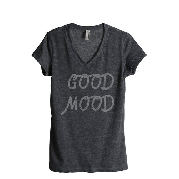 Thread Tank Good Mood Women's Relaxed V-Neck T-Shirt Tee Charcoal 2X-Large