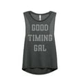 thumbnail image 1 of Thread Tank Good Timing Gal Women's Sleeveless Muscle Tank Top Charcoal Large, 1 of 4