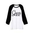 thumbnail image 1 of Thread Tank Grace Wins Unisex 3/4 Sleeves Baseball Raglan White Black Large, 1 of 4