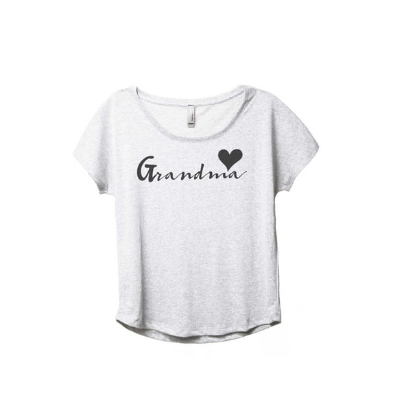 Thread Tank Grandma Heart Women's Fashion Relaxed Slouchy Dolman T-Shirt Tee Heather White 2X-Large