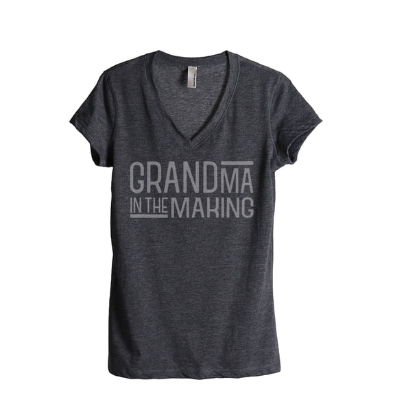 Thread Tank Grandma In The Making Women's Fashion Relaxed V-Neck T-Shirt Tee Charcoal Small