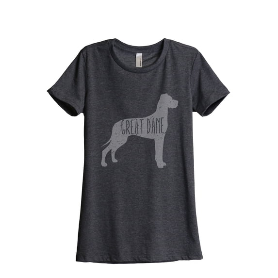 Thread Tank Great Dane Dog Silhouette Women's Relaxed Crewneck T-Shirt Tee Charcoal X-Large