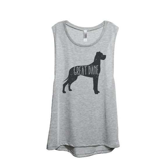 Thread Tank Great Dane Dog Silhouette Women's Sleeveless Muscle Tank Top Sport Grey Small