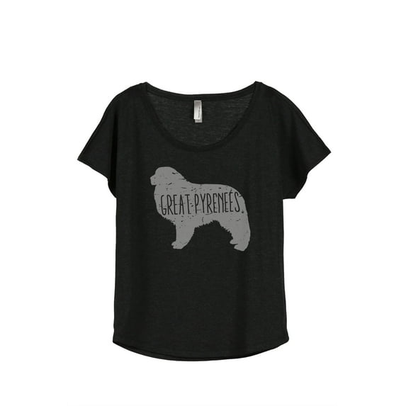 Thread Tank Great Pyrenees Dog Silhouette Women's Relaxed Slouchy Dolman T-Shirt Tee Heather Black Large