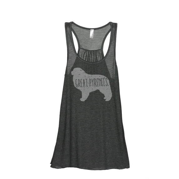 Thread Tank Great Pyrenees Dog Silhouette Women's Sleeveless Flowy Racerback Tank Top Charcoal Small