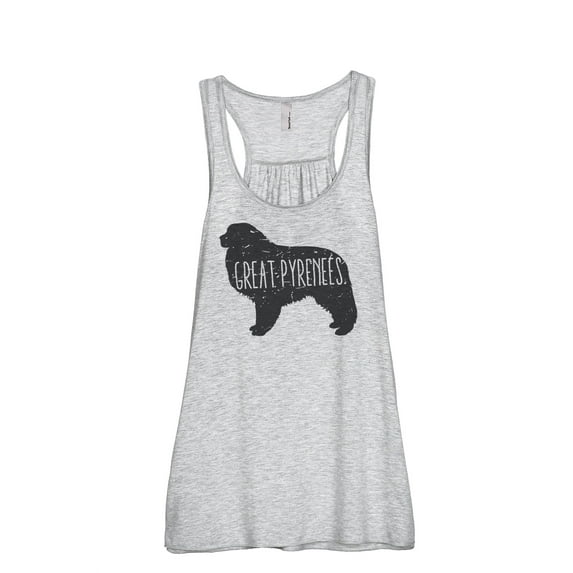 Thread Tank Great Pyrenees Dog Silhouette Women's Sleeveless Flowy Racerback Tank Top Sport Grey 2X-Large