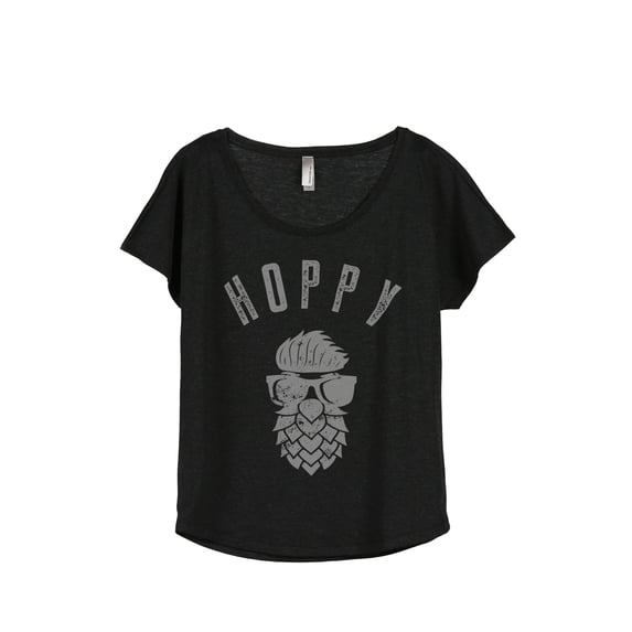 Thread Tank HOPPY Women's Relaxed Slouchy Dolman T-Shirt Tee Heather Black Small