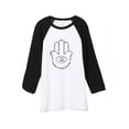 thumbnail image 1 of Thread Tank Hamsa Hand of Protection Unisex 3/4 Sleeves Baseball Raglan White Black Small, 1 of 4