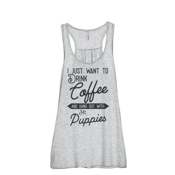 Thread Tank Hang Out With Puppies Women's Sleeveless Flowy Racerback Tank Top Sport Grey Medium