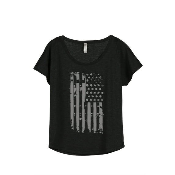 Thread Tank Hanging Freedom Flag Women's Relaxed Slouchy Dolman T-Shirt Tee Heather Black Medium