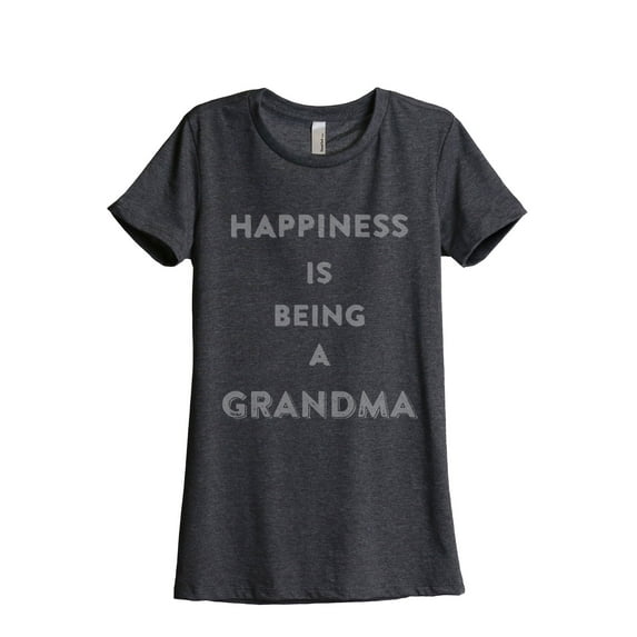 Thread Tank Happiness Grandma Women's Relaxed Crewneck T-Shirt Tee Charcoal X-Large