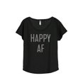thumbnail image 1 of Thread Tank Happy AF Women's Fashion Relaxed Slouchy Dolman T-Shirt Tee Heather Black Small, 1 of 4