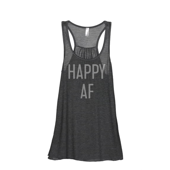 Thread Tank Happy AF Women's Fashion Sleeveless Flowy Racerback Tank Top Charcoal 2X-Large