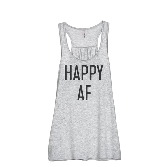Thread Tank Happy AF Women's Fashion Sleeveless Flowy Racerback Tank Top Sport Grey 2X-Large