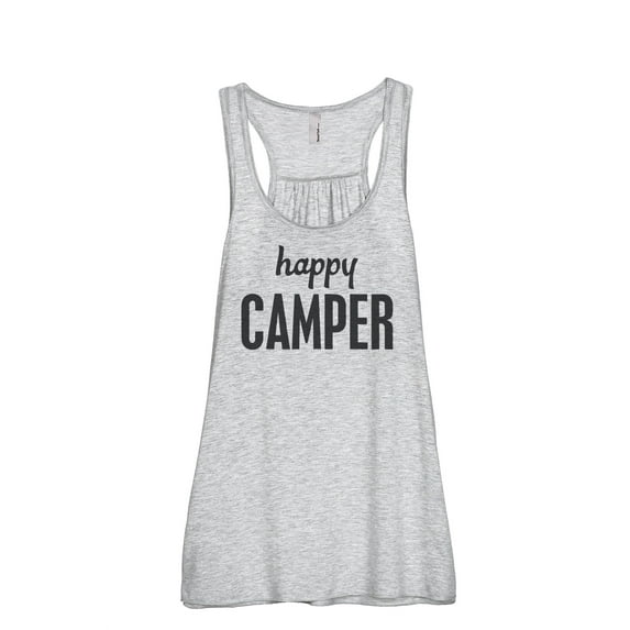 Thread Tank Happy Camper Women's Sleeveless Flowy Racerback Tank Top Sport Grey Medium