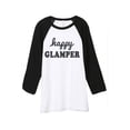 thumbnail image 1 of Thread Tank Happy Glamper Unisex 3/4 Sleeves Baseball Raglan White Black Small, 1 of 4