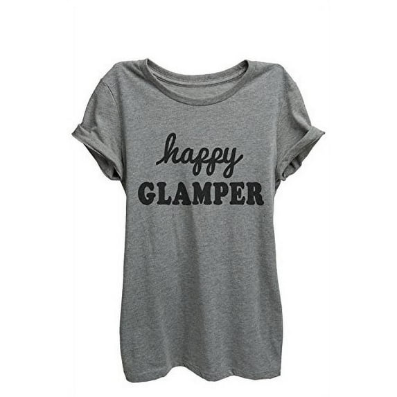 Thread Tank Happy Glamper Womens Relaxed T-Shirt Tee Heather Grey - Small
