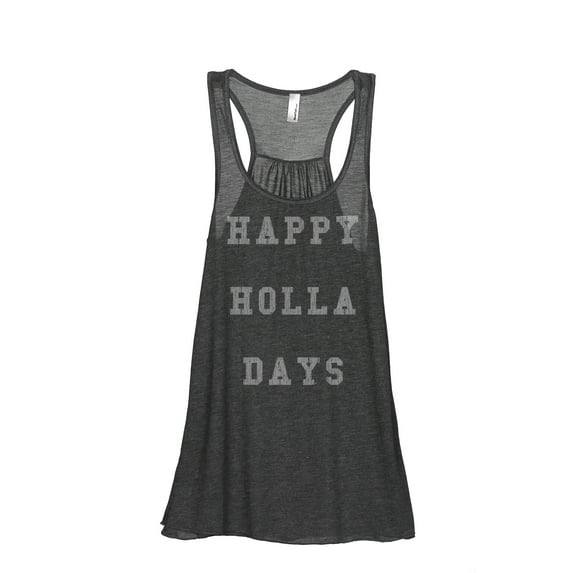 Thread Tank Happy Holla Days Women's Sleeveless Flowy Racerback Tank Top Charcoal Small