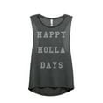 thumbnail image 1 of Thread Tank Happy Holla Days Women's Sleeveless Muscle Tank Top Charcoal 2X-Large, 1 of 4